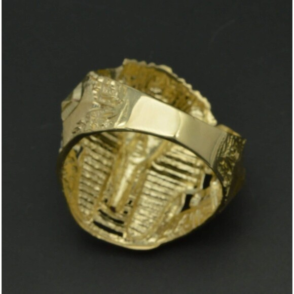 Real Solid 10K Yellow Gold Mens Egyptian King CZ Ring 6 grams 25mm ALL SIZES